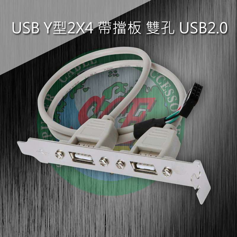 USB Y型2X4 帶擋板 雙孔 USB2.0