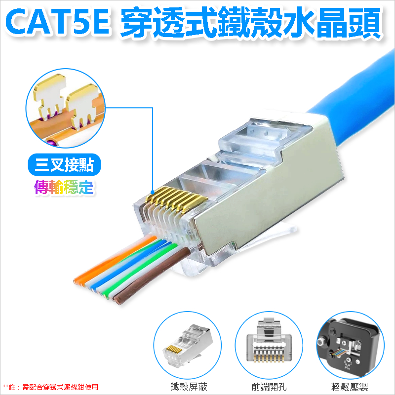 CAT5E PLUG 穿透式鐵殼水晶頭