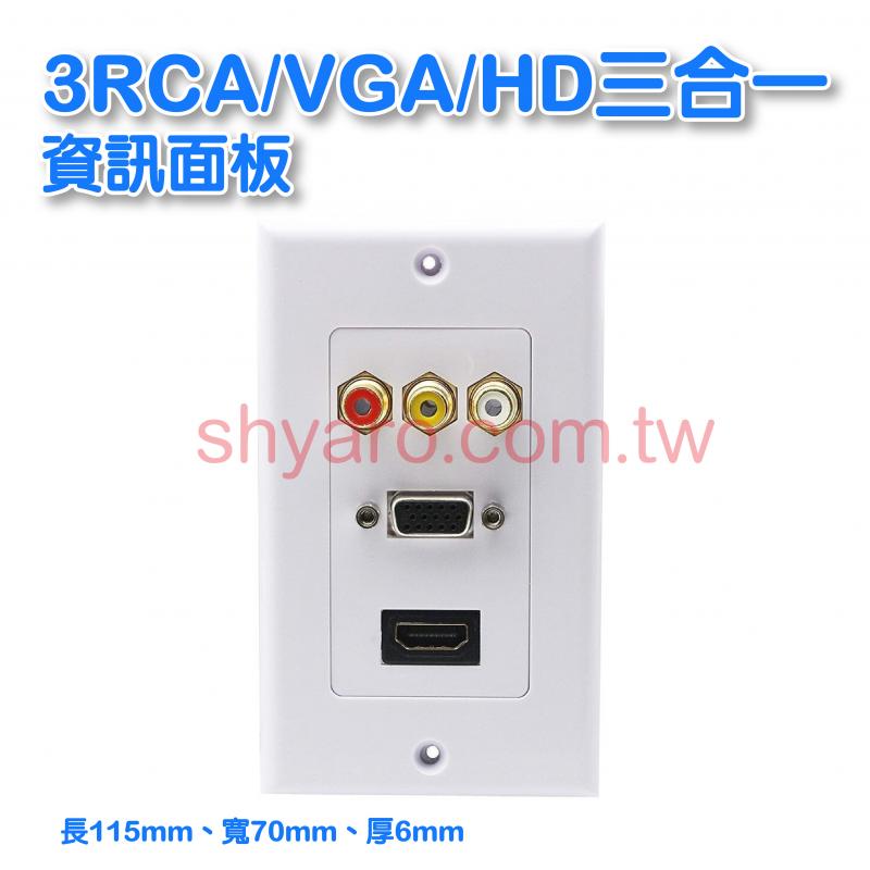 3RCA/VGA/HD 三合一資訊面板