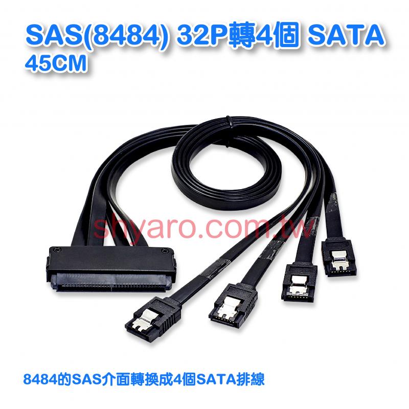 SAS(8484) 32P轉4個 SATA 45CM 